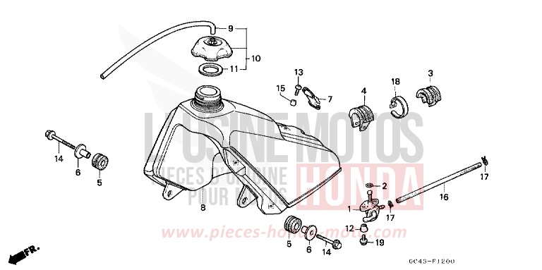 KRAFTSTOFFTANK von CR80R "große Räder" FLASH RED (R119) von 1985
